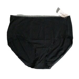 Soma Cotton Modal Brief Underwear Womens XL Black Lace Detail New